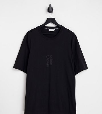 Calvin Klein Big & Tall hybrid logo T-shirt in black