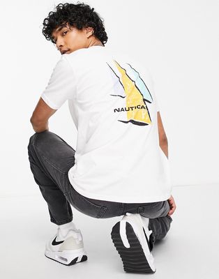 Nautica Competition marker back print t-shirt in white