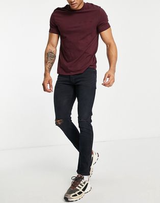Jack & Jones slim fit ripped jeans in washed black