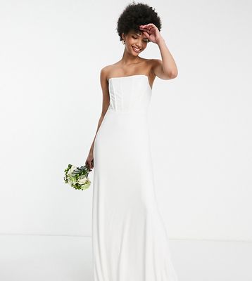 TFNC Tall Bridal maxi dress with corset in ivory-White