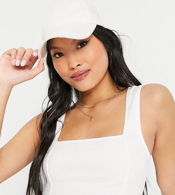 ASOS DESIGN Petite crop cami top with square neck and seam detail in white