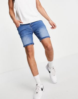 Brave Soul skinny denim shorts in light blue-Blues