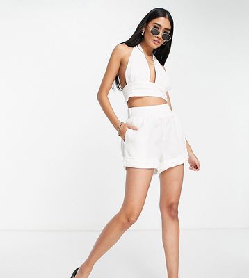 Fashion Union Exclusive high waist beach short in white - part of a set