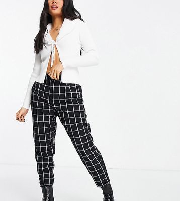 ASOS DESIGN Petite smart tapered pants in mono check-Black