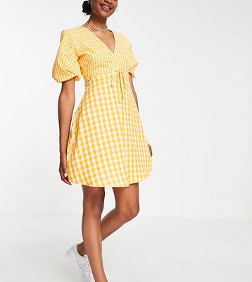 Influence Tall mini tea dress in yellow gingham
