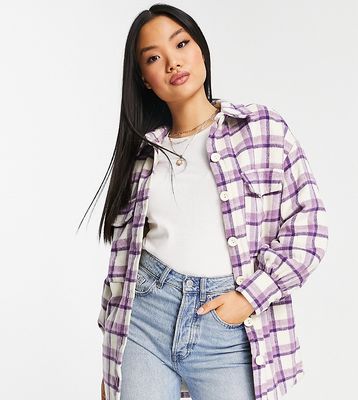 Influence Petite oversized shacket in multi plaid
