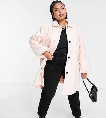 Wednesday's Girl Curve tailored coat in pastel-Pink