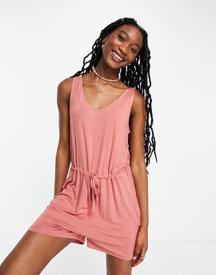 Pieces jersey romper in rose-Pink