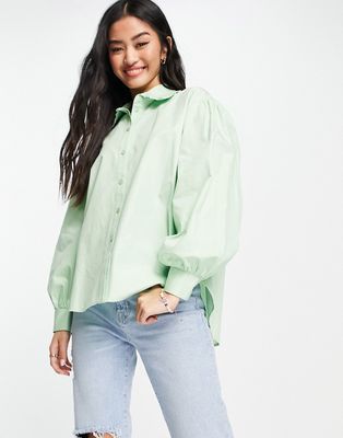 Miss Selfridge oversized poplin shirt in sage-Green