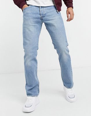 Levi's 501 original straight fit jeans in basil sand mid indigo light wash-Blues