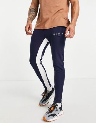 Il Sarto raglan contrast slim sweatpants in navy