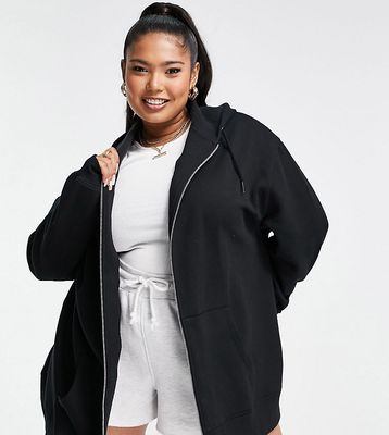 ASOS DESIGN Curve oversized zip through hoodie in black
