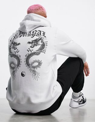 Criminal Damage dragon backprint hoodie in gray - part of a set