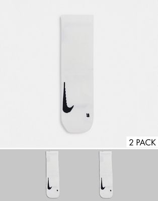 Nike Running Multiplier 2 pack crew socks in white