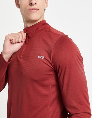 ASOS 4505 icon long sleeve training T-shirt with 1/4 zip-Red