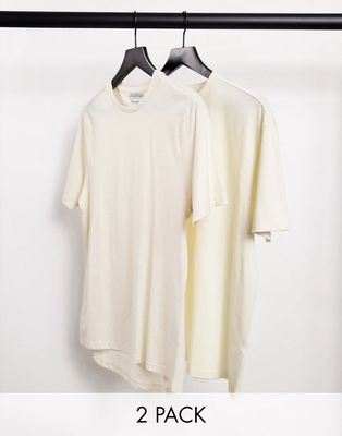 Another Influence 2 pack boxy oversized t-shirts in beige & ecru-Multi