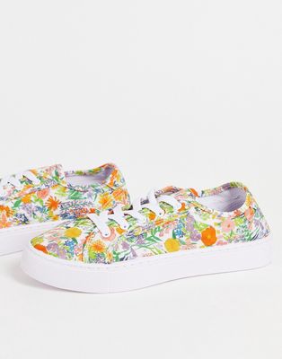 ASOS DESIGN Dizzy lace up sneakers in multi floral