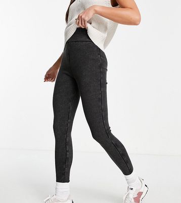 ASOS DESIGN Tall rib legging with high waist in washed black