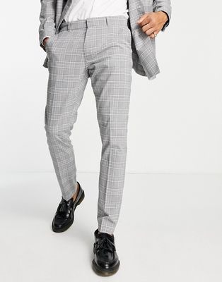 New Look skinny suit pants in dark gray plaid