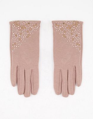 Boardmans crystal detail gloves in camel-Neutral