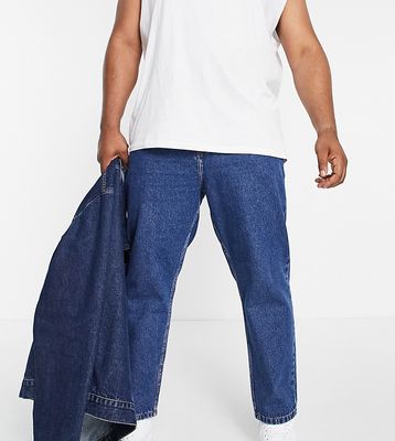 DTT Plus rigid tapered fit jeans in mid stone wash blue-Neutral