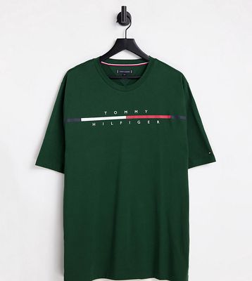 Tommy Hilfiger Big & Tall corp split logo t-shirt in khaki-Green