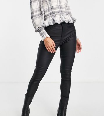 New Look Petite lift and shape coated skinny jeans in black