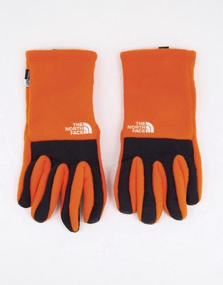 The North Face Denali Etip gloves in orange-Red