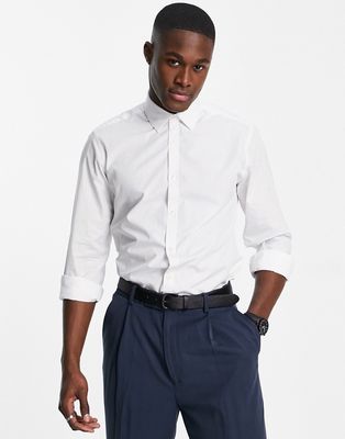 French Connection plain 2 pack poplin slim fit shirt-White