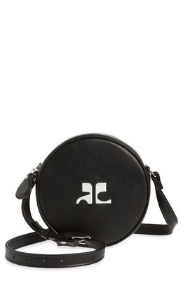Courreges Circle Leather Crossbody Bag in Black