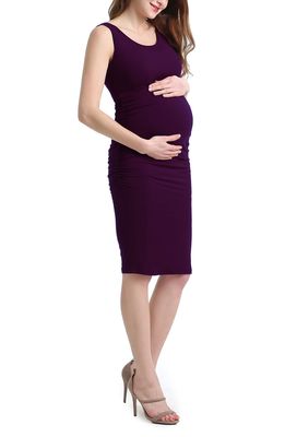 Kimi and Kai Delia Ruched Maternity Tank Dress in Eggplant