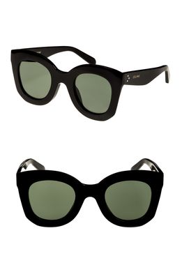 CELINE Special Fit 49mm Cat Eye Sunglasses in Black/Green