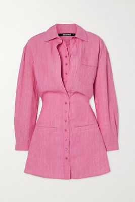 Jacquemus - Baunhilha Layered Linen Mini Shirt Dress - Pink