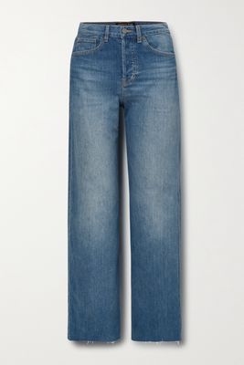 Veronica Beard - Taylor Frayed High-rise Wide-leg Jeans - Blue