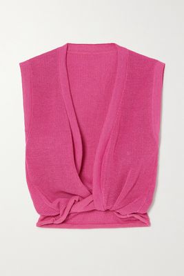 Jacquemus - Noué Cropped Twisted Linen-blend Top - Pink