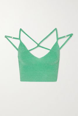 Jacquemus - Cropped Cold-shoulder Linen Top - Green