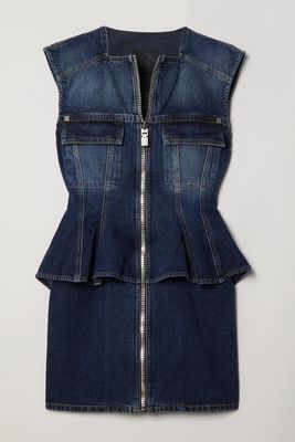 Givenchy - Denim Peplum Mini Dress - Blue