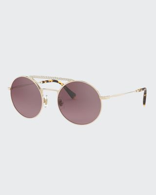 Round Mirrored Metal Sunglasses