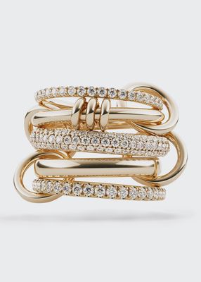 Venus Yellow Gold 5-Link Ring with Diamonds