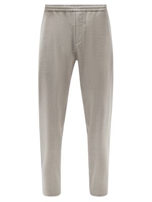 Burberry - Elasticated-waist Wool Suit Trousers - Mens - Grey
