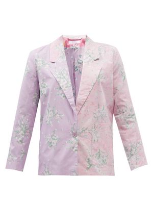 Erl - Two-tone Floral-print Blazer - Womens - Pink Multi