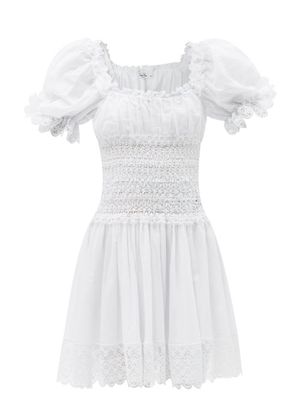 Charo Ruiz - Melissa Puff-sleeve Cotton-voile Mini Dress - Womens - White