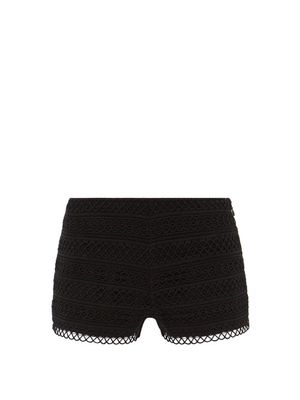 Charo Ruiz - Ida Guipure-lace Shorts - Womens - Black
