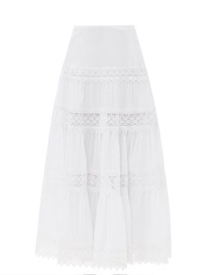 Charo Ruiz - Ruth Guipure-lace Cotton-blend Maxi Skirt - Womens - White