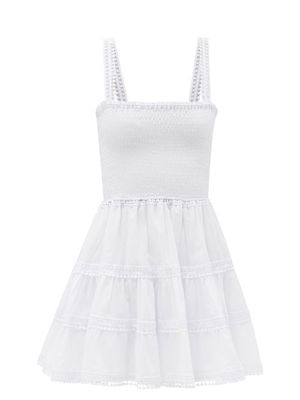 Charo Ruiz - Stelle Shirred Cotton-voile Mini Dress - Womens - White