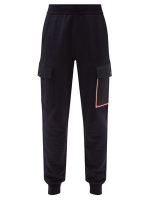 Moncler - Logo-patch Cuffed Cotton-jersey Track Pants - Mens - Dark Blue