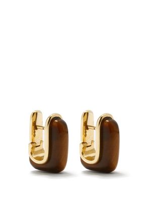 Fernando Jorge - Oblong Tiger's Eye & 18kt Gold Earrings - Womens - Gold Multi