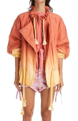 Isabel Marant Kalastd Sunset Ombre Cotton & Linen Jacket in Tangerine