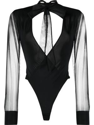 Maison Close wrap-over thong-back bodysuit - Black