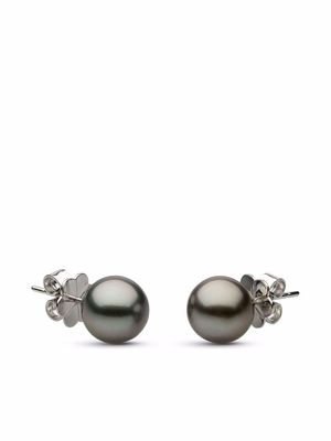 AUTORE 18kt white gold 9mm Tahitian classic pearl stud earrings - Silver
